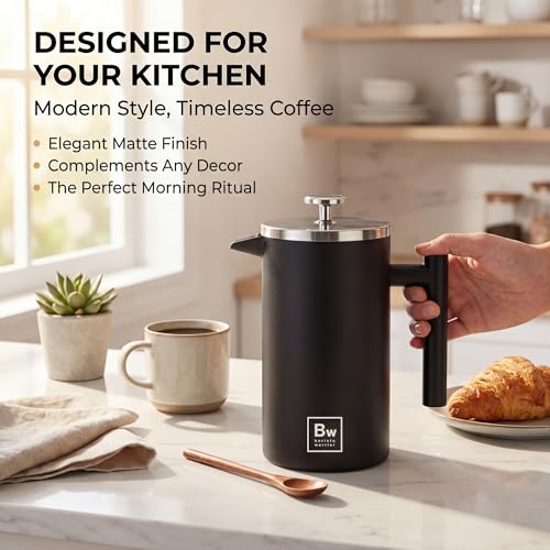 French Press Coffee Maker Stainless Steel with Built