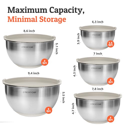 Premium Mixing Bowls With Lids Set (Khaki)