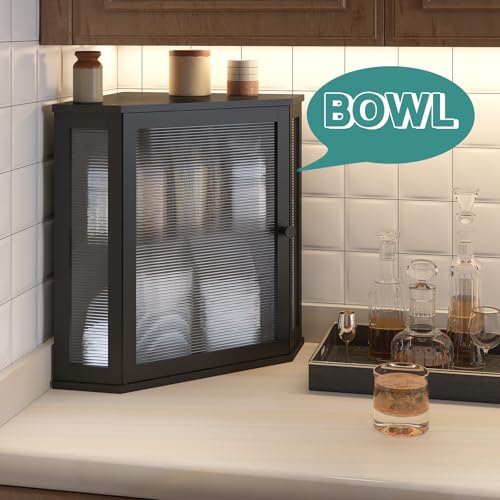 Corner Bread Box for Kitchen Counter (Black / Extra Large)