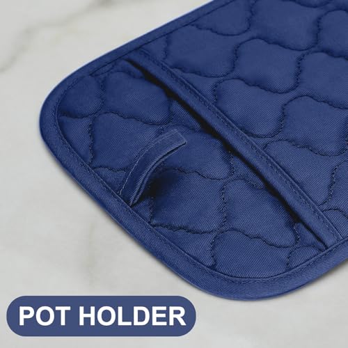 Oven Mitts Pot Holders Sets (Marine Blue)