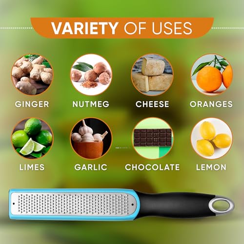 Professional Stainless Steel Lemon Zester Grater with Blade Cover & Soft Grip Handle