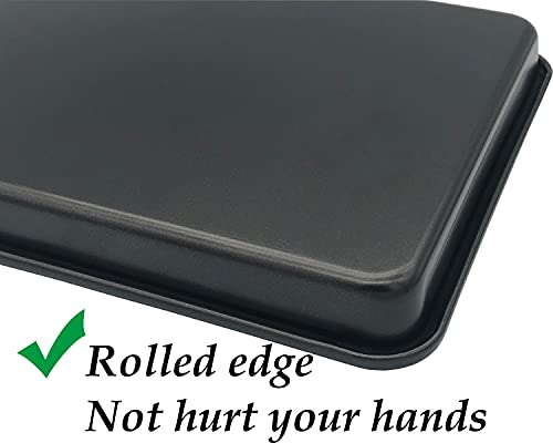 2Pcs Small Baking Sheet Mini Cookie Tray Toaster Oven Pan 11 X 9Inch Nonstick Thick Heavy Carbon Steel No Warp Bakeware for 1 to 2 Person By HYTK