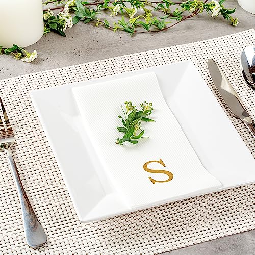 Luxenap Rectangle Gold Letter A White Paper Linen