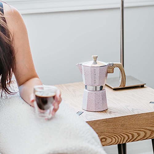 Milano Stovetop Espresso Maker Moka Pot 6 espresso Cup 9.3 oz Pink (6 espresso cups / Pink)