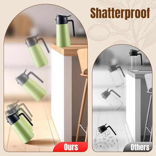 Oil Bottle, 2-in-1 Stainless Steel Sprayer and Dispenser, 16 fl oz (Green-Black)