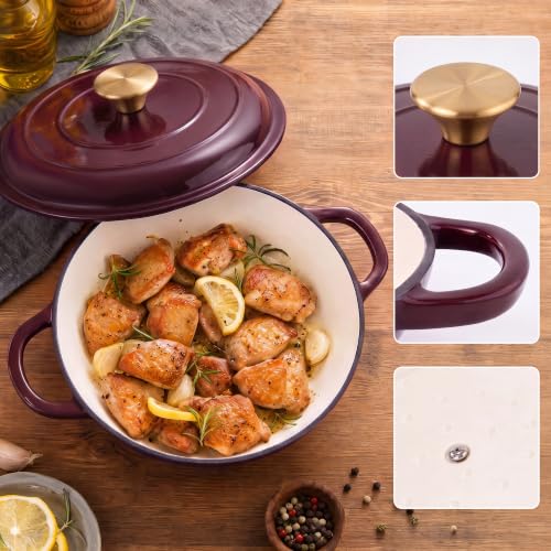 Dutch Oven Enameled Cast Iron with Lid (Fig / 3 QT（Shallow Pot）)
