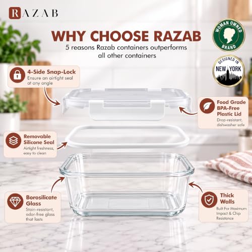 40 PC Set Leakproof Glass Food Storage Containers with BPA Free Lids (White)