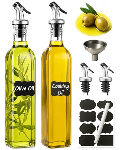 Oil Bottles for Kitchen 2 Pack (Clear / 17 Ounces-2 Pack)