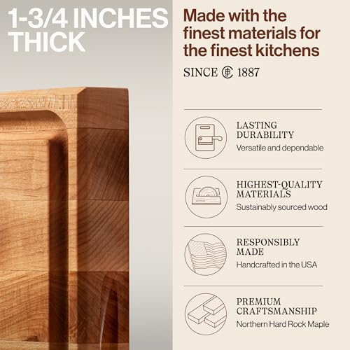 Block CB1052 1M1515175 Maple Wood Square Cutting Board with Juice Groove (Medium Brown / 15"L x 15"W)