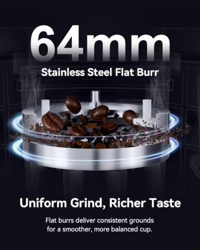 64mm Flat Burr Coffee Grinder (Stainless Steel Flat Burrs-White)