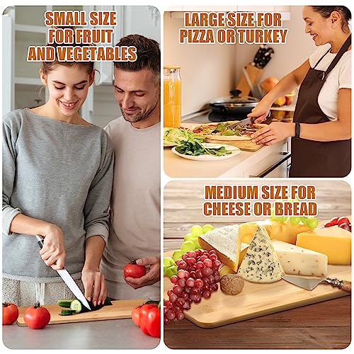 12 Packs Wooden Cutting Board Set with Handles Large Kitchen Serving Plain Chopping Board Bulk Gifts for Mom for Vegetables Meat Pizza Cheese Fruit Bread (16 x 5 Inch)