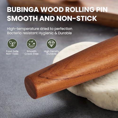 Natural Solid Bubinga Wood French Rolling Pin