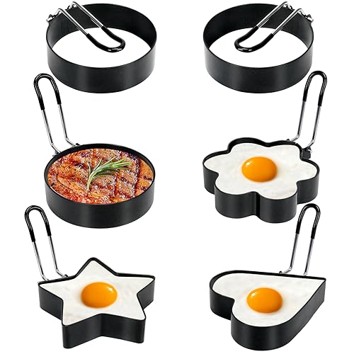 Egg Ring LeeLoon 4 Pack Stainless Steel Egg Ring Molds With Non Stick Metal Shaper Circles For Fried Egg McMuffin Sandwiches
