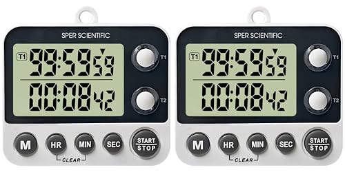 2 Channel Digital Lab + Kitchen Timer with Color Coded LED Lights 810002 (2 Pack)
