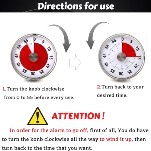 Visual Kitchen Timer for Cooking and Kids with Loud Alarm