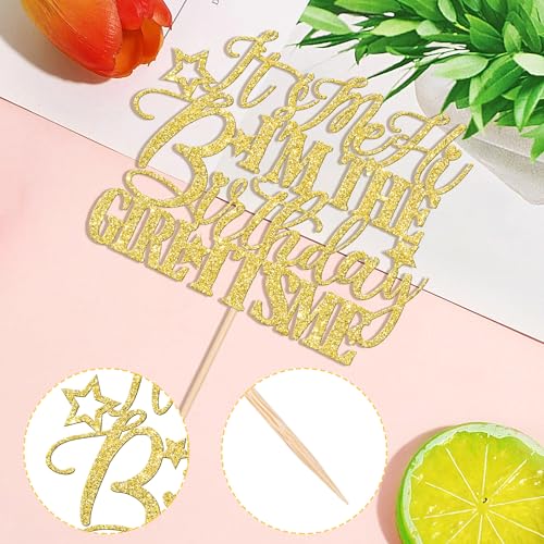 1 PCS Happy Birthday Cake Topper Glitter Happy Birthday Cake Pick Bunting Decor for Anniversary Celebrating Happy Birthday Party Cake Decorations Supplies Gold