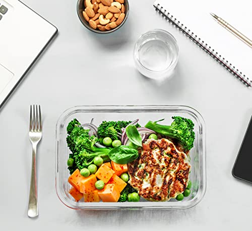 30 Piece Extra Large Glass Food Storage Containers with Lids (Gray)