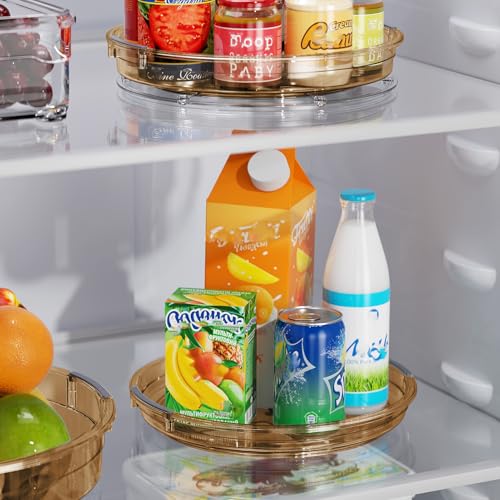 Lazy Susan Turntable Organizer for Cabinet Refrigerator Rotating Condiment Organizer for Fridge