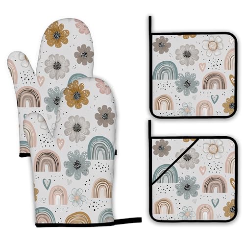 Colorful Rooster Oven Mitts and Pot Holders