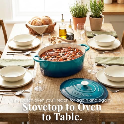 8 qt Oval Enameled Cast Iron Dutch Oven Pot (Bondi / 8 QT)