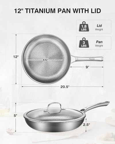 Titanium Pans for Cooking (Titanium / 12-Inch)