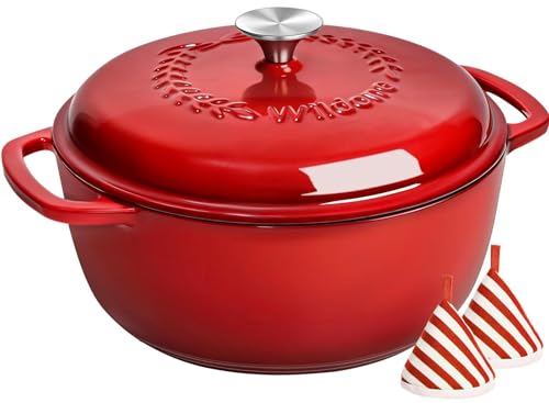 Enameled Cast Iron Dutch Oven (Red)