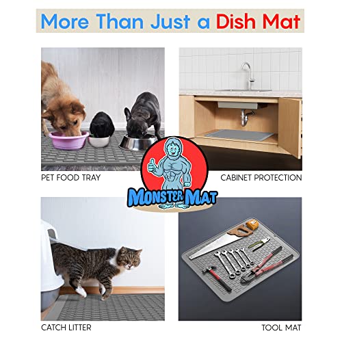 Monster Mat Extra Large Silicone Dish Drying Mat (Gray / 30" x 24")