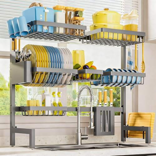 Dish Drying Rack Over The Sink (Gray / XX-Large (3 Tier))