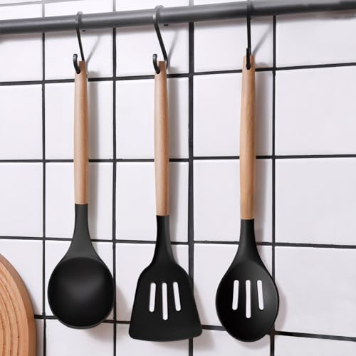 Silicone Kitchen Utensils Set of 6 (Standard 6-Piece Set / Black)