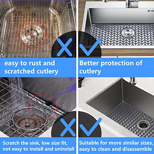 Sink Protectors for Kitchen Sink 28.4"x 15.2"Rear Silicone Sink Mat (28.4"x15.2" / Gray)