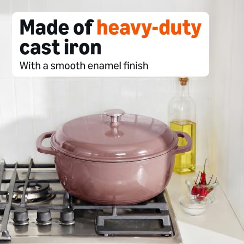 Enameled Cast Iron Dutch Oven Pot With Lid (7.3 Qt / Clay)