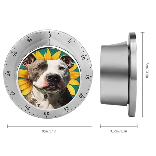 Pit Bull Dog Sunflower Kitchen Timer Mechanical No (Style-8 / One Size)