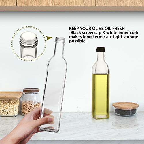 2 PACK] 17 oz Glass Olive Oil Dispenser Bottle Set (2 Pack)