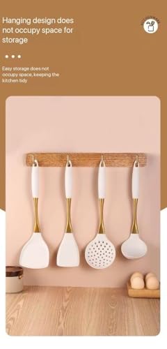8 Piece Silicone Kitchen Utensil Set (White and silvery)