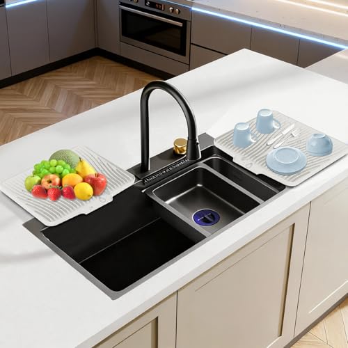 Silicone Dish Drying Mat for Kitchen counter (Cream-2pcs / 19.7" x 17")