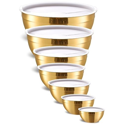 Gold Mixing Bowls with Airtight Lids (Gold / 7 Pieces)