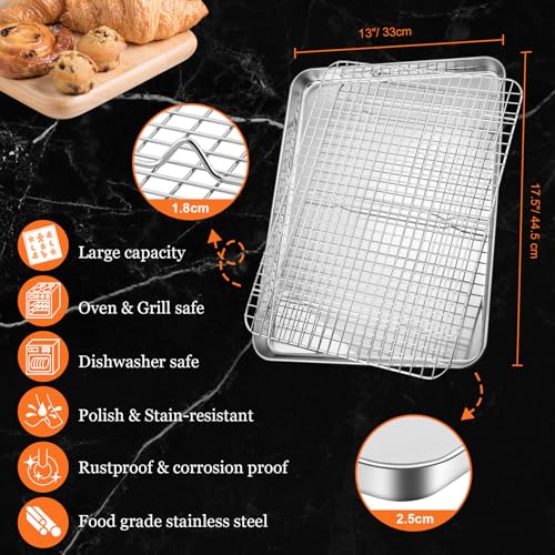 Stainless Steel Cookie Sheets & Cooling Rack Set