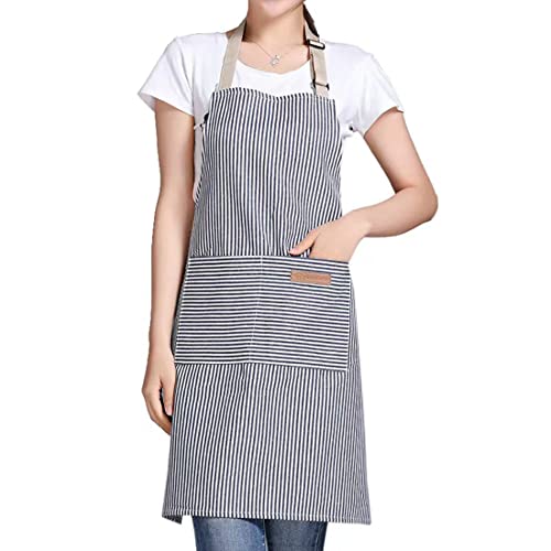 Adjustable Bib Apron with 2 Pockets Cooking Kitchen Cotton Aprons for Women Men Chef Restaurant BBQ Painting