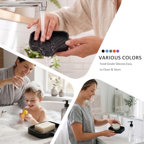 Silicone Bathroom Soap Dishes with Drain Spout
