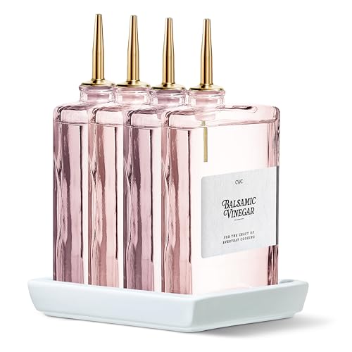 Glass Oil Dispenser Bottle (Pink / 4 Pack)