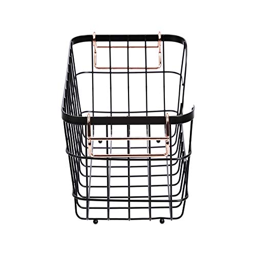 Stackable Metal Wire Rectangular Storage Basket Set For Kitchen or Bathroom