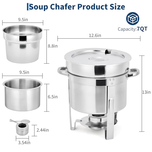 7QT Soup Chafer Set of 2 (7QT-2 Pcs / Silver)