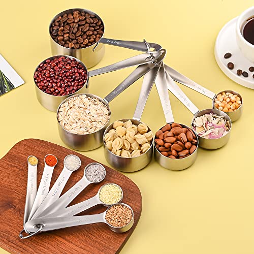 Measuring Cups and Spoons Set 16 (A: 7cups+6spoons / Siliver)