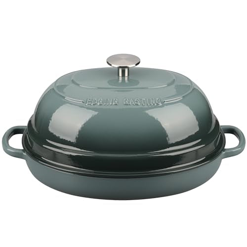 Enameled Oval Cast Iron Dutch Oven Pot with Lid (Slateblue)