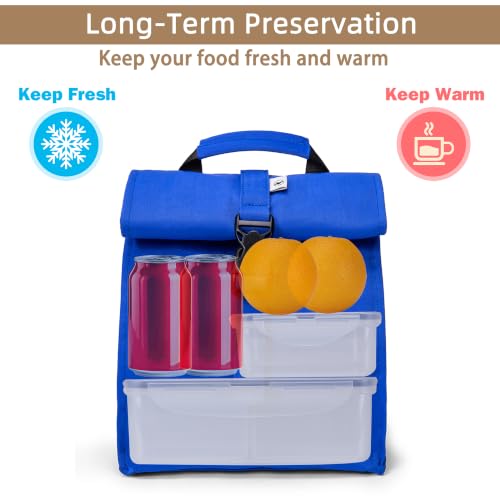 Insulated Lunch Bag Rolltop Lunch Box Tote Bag for Women