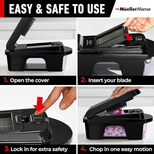 MUELLER HOME ULTIMATE 12 Blade Vegetable Chopper & Mandoline Slicer (12 Blade / Black)