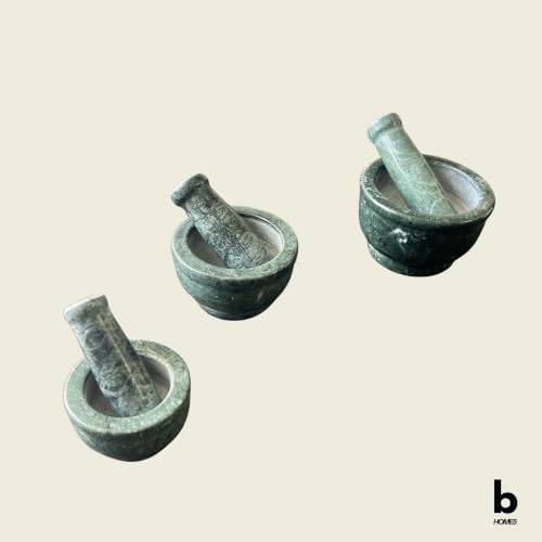 Marble Granite Mortar and Pestle Set (Kundi Green Marble / 5 Inch)