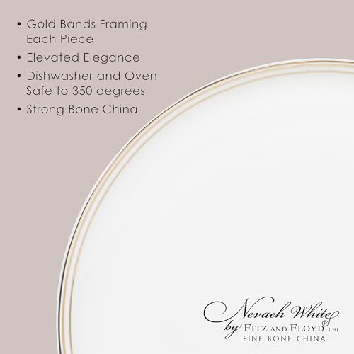 Nevaeh Bone China Coupe Gold Bands Dinnerware Set