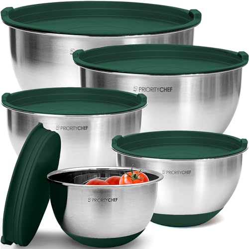 Premium Mixing Bowls With Airtight Lids Set (Green)