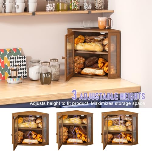 Corner Bread box for Kitchen Countertop (Brown / Meduim)